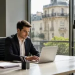 Bureau professionnel moderne utilisé pour une domiciliation commerciale à Montpellier.